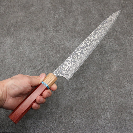 Yoshimi Kato SG2 Black Damascus Sujihiki  270mm Padoauk(Turquoise Ring) Handle - Seisuke Knife