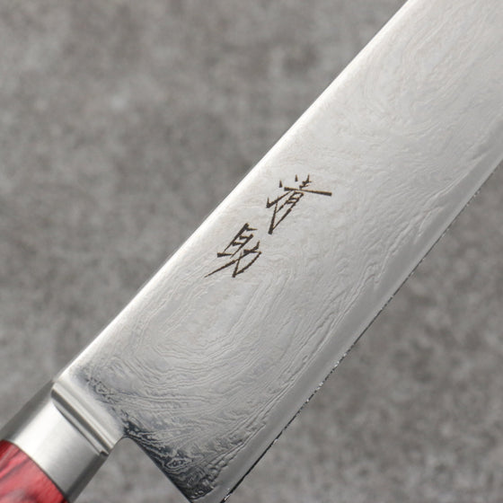 Seisuke Nami AUS10 Mirrored Finish Damascus Sujihiki  240mm Red Pakka wood Handle - Seisuke Knife