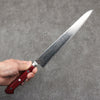 Seisuke Nami AUS10 Mirrored Finish Damascus Sujihiki  240mm Red Pakka wood Handle - Seisuke Knife