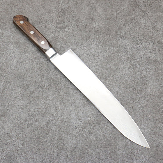 Seisuke Nami AUS10 Mirrored Finish Damascus Gyuto  240mm Brown Pakka wood Handle - Seisuke Knife