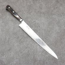  Seisuke Kagami2 AUS10 Mirrored Finish Damascus Sujihiki  240mm Brown Pakka wood Handle - Seisuke Knife