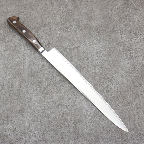 Seisuke Kagami2 AUS10 Mirrored Finish Damascus Sujihiki  240mm Brown Pakka wood Handle - Seisuke Knife