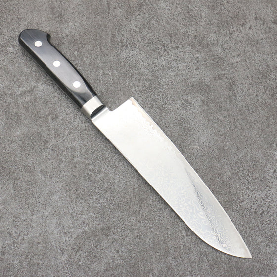 Seisuke Kagami2 AUS10 Mirrored Finish Damascus Santoku  180mm Black Pakka wood Handle - Seisuke Knife