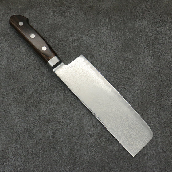 Seisuke Kagami2 AUS10 Mirrored Finish Damascus Nakiri  165mm Brown Pakka wood Handle - Seisuke Knife