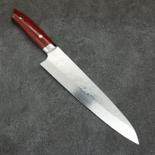  Takeshi Saji New Nomura Style SRS13 Hammered Gyuto  240mm Red and Black Micarta Handle - Seisuke Knife