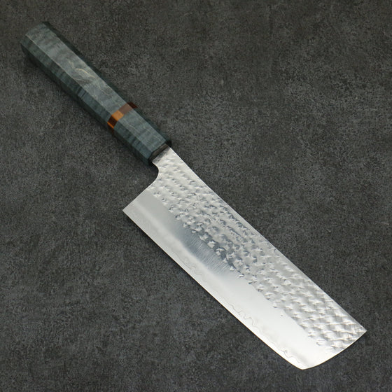 Yu Kurosaki Senko Ei SG2 Hammered Nakiri  165mm Stabilized wood (With Acrylic Ring) Handle - Seisuke Knife