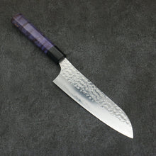  Yu Kurosaki Senko Ryu SG2 Hammered Santoku  165mm Purple Stabilized Wood Handle - Seisuke Knife