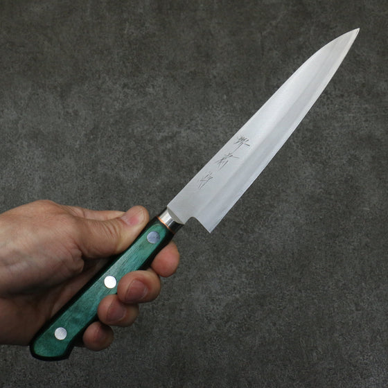 Sakai Kikumori Blue Steel No.1 Petty-Utility  150mm Green Pakka wood Handle - Seisuke Knife