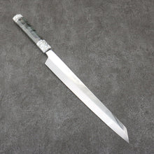  Sakai Takayuki Hien White Steel No.2 Honyaki Kiritsuke Yanagiba  300mm Stabilized wood (White Ferrule and End Cap) Handle with Sheath - Seisuke Knife