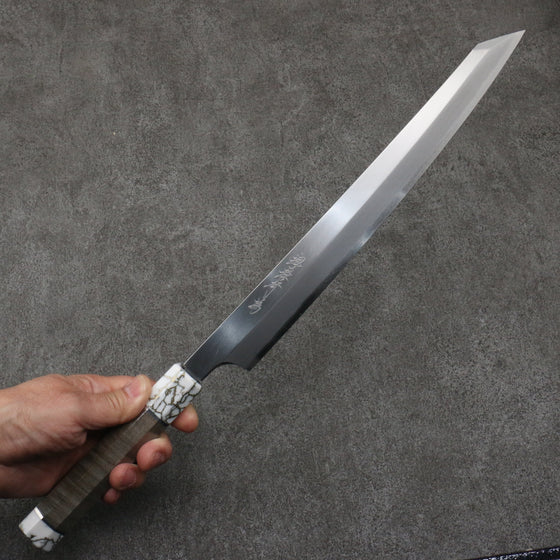 Sakai Takayuki Chef Series Hien Silver Steel No.3 Kiritsuke Yanagiba  300mm Stabilized wood (White Ferrule and End Cap) Handle with Sheath - Seisuke Knife