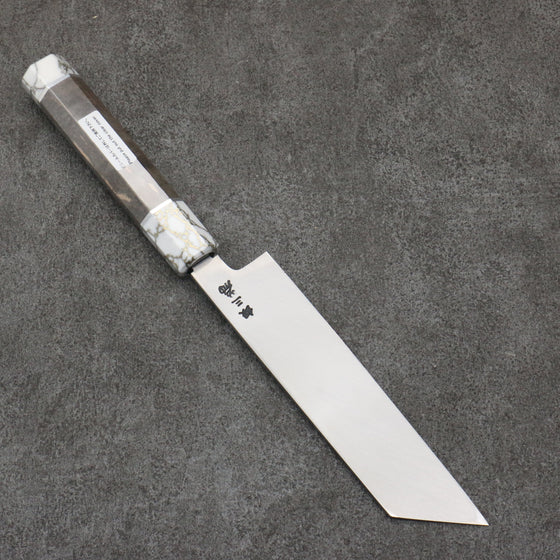 Sakai Takayuki Chef Series Silver Steel No.3 Mukimono  180mm Stabilized wood (White Ferrule and End Cap) Handle with Sheath - Seisuke Knife
