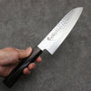Sakai Takayuki VG10 33 Layer Damascus Santoku  170mm Ebony(6 sided teardrop) Handle - Seisuke Knife