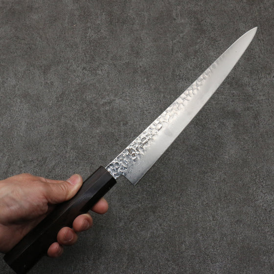 Sakai Takayuki VG10 33 Layer Damascus Sujihiki  240mm Ebony(6 sided teardrop) Handle - Seisuke Knife