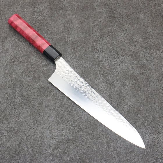 Yu Kurosaki Senko Ryu SG2 Hammered Gyuto  210mm Red Stablized Wood (Ferrule: Black) Handle - Seisuke Knife