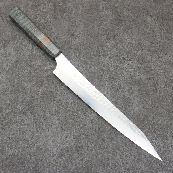 Yu Kurosaki Senko Ei SG2 Hammered Sujihiki  240mm Stabilized wood (With Acrylic Ring) Handle - Seisuke Knife