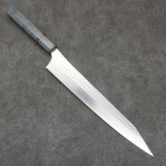 Yu Kurosaki Senko Ei SG2 Hammered Sujihiki  270mm Stabilized wood (With Acrylic Ring) Handle - Seisuke Knife