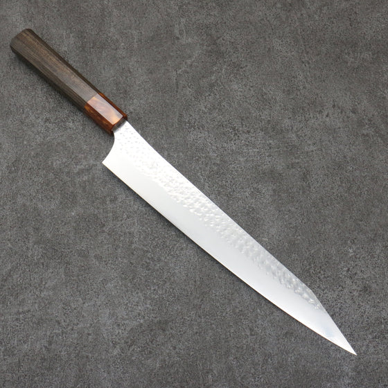 Yu Kurosaki Senko Ei SG2 Hammered Sujihiki  270mm Sandalwood (grey)(ferrule:Acrylic) Handle - Seisuke Knife