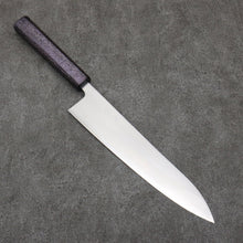  Seisuke White Steel No.1 Migaki Polish Finish Gyuto  240mm Oak with Purple Lacquer Handle - Seisuke Knife