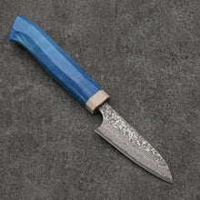  Yoshimi Kato VG10 Black Damascus Paring  75mm Western style (blue) Handle - Seisuke Knife