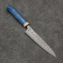  Yoshimi Kato VG10 Black Damascus Petty-Utility  150mm Western style (blue) Handle - Seisuke Knife