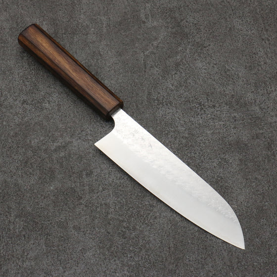 Yoshimi Kato Minamo SG2 Hammered Santoku  165mm Burnt Oak Handle - Seisuke Knife
