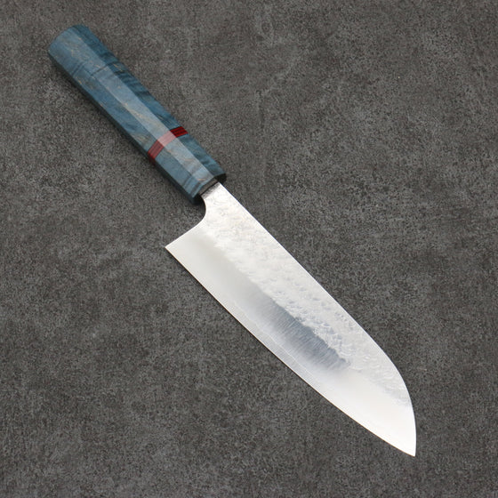 Yoshimi Kato Minamo SG2 Hammered Santoku  165mm Stabilized wood Handle - Seisuke Knife