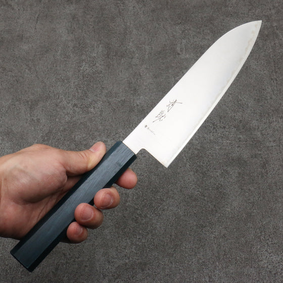 Seisuke Blue Super Migaki Polish Finish Santoku  180mm Blue Lacquered Handle - Seisuke Knife