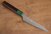  Yu Kurosaki Senko Ei SG2 Hammered Petty-Utility  150mm Shitan (ferrule: Green Pakka wood) Handle - Seisuke Knife