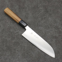  Yu Kurosaki Blue Super Migaki Polish Finish Santoku  165mm Teak (ferrule: Black Water Buffalo Horn) Handle - Seisuke Knife