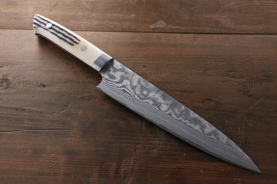 Takeshi Saji VG10 Black Damascus Gyuto 210mm Cow Bone Handle - Seisuke Knife