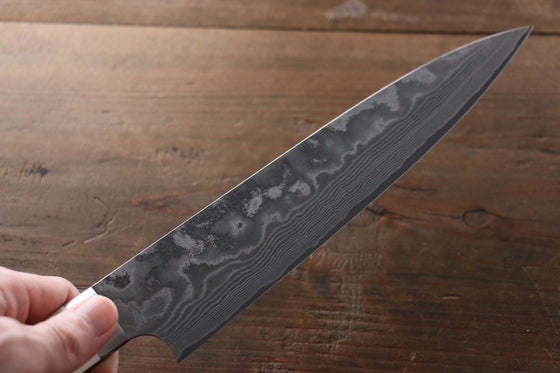 Takeshi Saji VG10 Black Damascus Gyuto 210mm Cow Bone Handle - Seisuke Knife