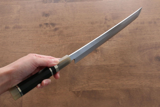 Jikko Shiko White Steel Sakimaru Yanagiba 270mm Ebony with Double Ring Handle - Seisuke Knife