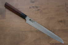  Seki Kanetsugu Heptagon Wood VG2 Hammered Bread Slicer  210mm with Heptagonal Pakkawood Handle - Seisuke Knife