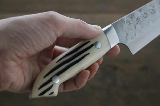 Takeshi Saji SRS13 Hammered Petty-Utility  130mm Cow Bone Handle - Seisuke Knife