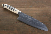  Takeshi Saji SRS13 Hammered Santoku 180mm Cow Bone Handle - Seisuke Knife