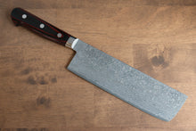  Yoshimi Kato VG10 Damascus Nakiri 180mm Red Pakka wood Handle - Seisuke Knife