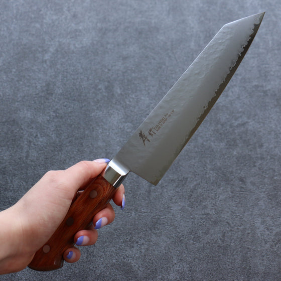 Sakai Takayuki VG5 Hammered Kiritsuke Gyuto 190mm Brown Pakka wood Handle - Seisuke Knife