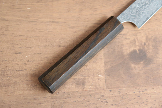 Yoshimi Kato VG10 Damascus Petty-Utility 150mm Enju Lacquered(Black） Handle with Sheath - Seisuke Knife