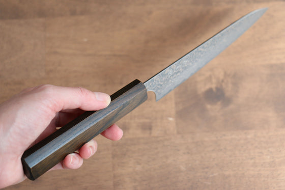 Yoshimi Kato VG10 Damascus Petty-Utility 150mm Enju Lacquered(Black） Handle with Sheath - Seisuke Knife