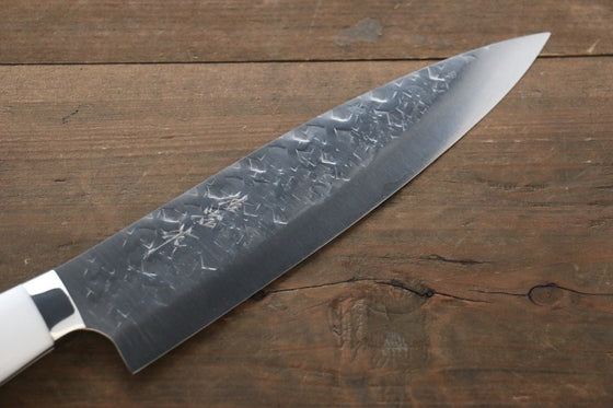 Takeshi Saji SRS13 Hammered Gyuto 210mm White Stone Handle - Seisuke Knife