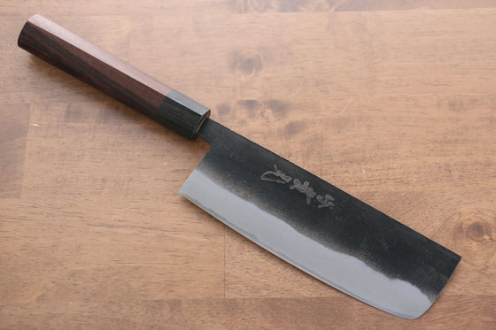 Jikko White Steel No.2 Black Finished Nakiri 165mm with Shitan Handle - Seisuke Knife