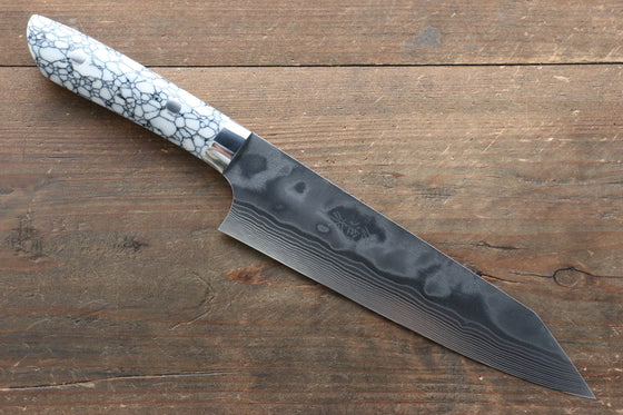 Takeshi Saji Coreless Diamond Finish Damascus Kiritsuke Gyuto Japanese Knife 180mm Cloud Turquoise Handle - Seisuke Knife