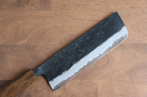 Kyohei Shindo Blue Steel Black Finished Nakiri 165mm with Lacquered Oak Handle - Seisuke Knife