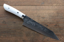  Takeshi Saji Coreless Diamond Finish Damascus Kiritsuke Gyuto 180mm White Stone Handle - Seisuke Knife
