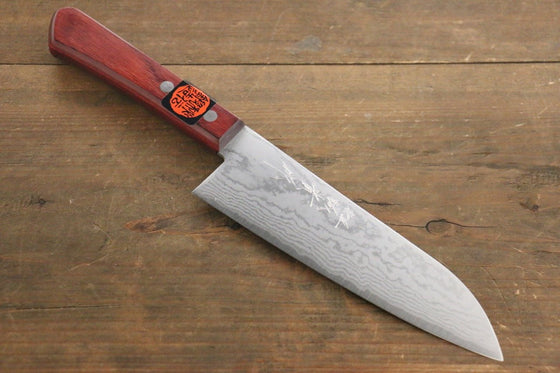 Shigeki Tanaka VG10 17 Layer Damascus Hand Forged Japanese Chef's Santoku Knife 165mm - Seisuke Knife