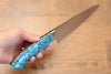 Takeshi Saji R2/SG2 Diamond Finish Petty-Utility 150mm Blue Turquoise Handle - Seisuke Knife