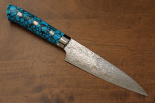  Takeshi Saji SG2 Diamond Finish Petty-Utility 130mm Blue Turquoise Handle - Seisuke Knife