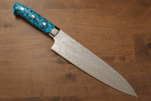  Takeshi Saji SG2 Diamond Finish Gyuto 210mm Blue Turquoise Handle - Seisuke Knife