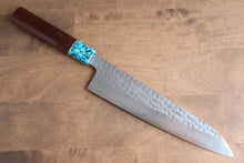  Yu Kurosaki Senko SG2 Hammered Gyuto 210mm with Turquoise & Shitan Handle - Seisuke Knife