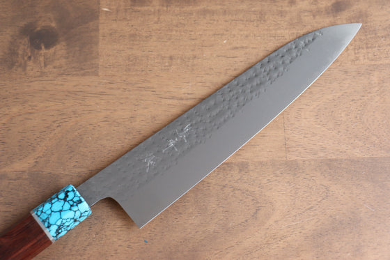 Yu Kurosaki Senko SG2 Hammered Gyuto 210mm with Turquoise & Shitan Handle - Seisuke Knife